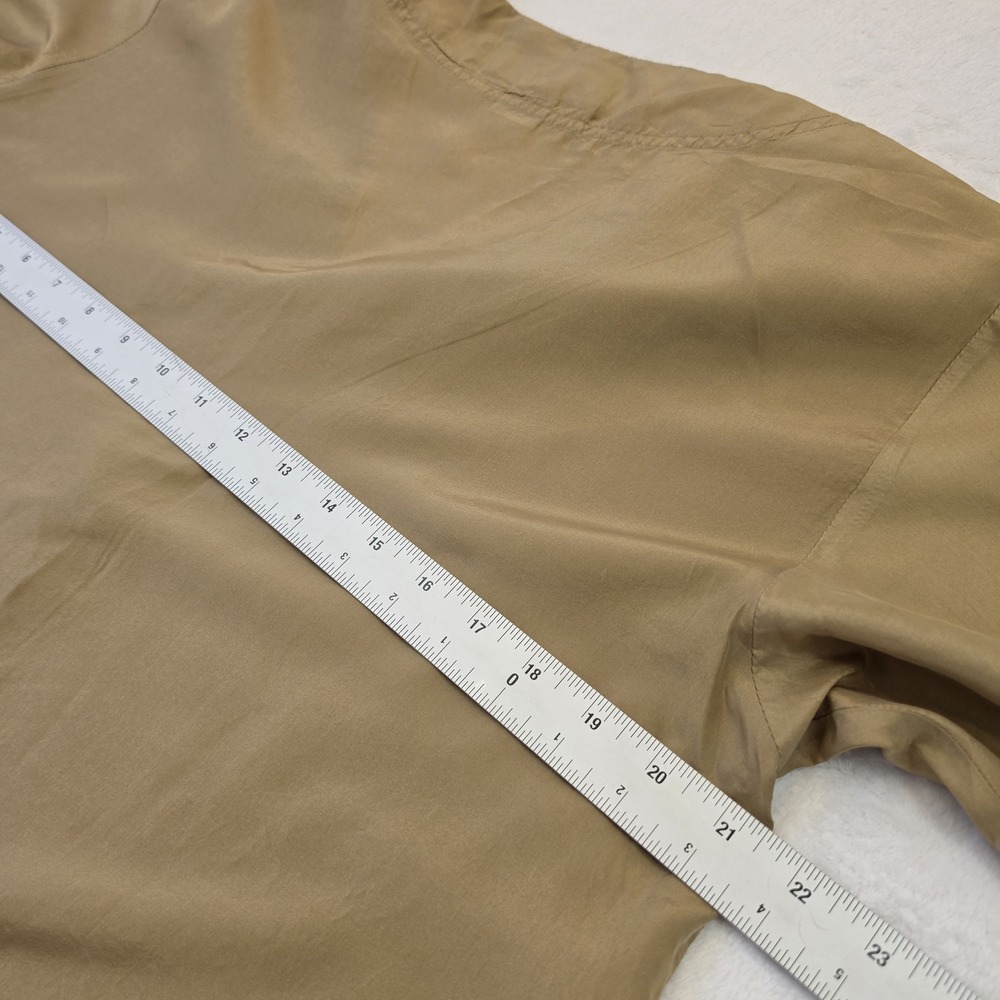 Oscar de la Renta Expressions 100% Silk Blouse Women's Large Beige Button Front - Picture 6 of 9